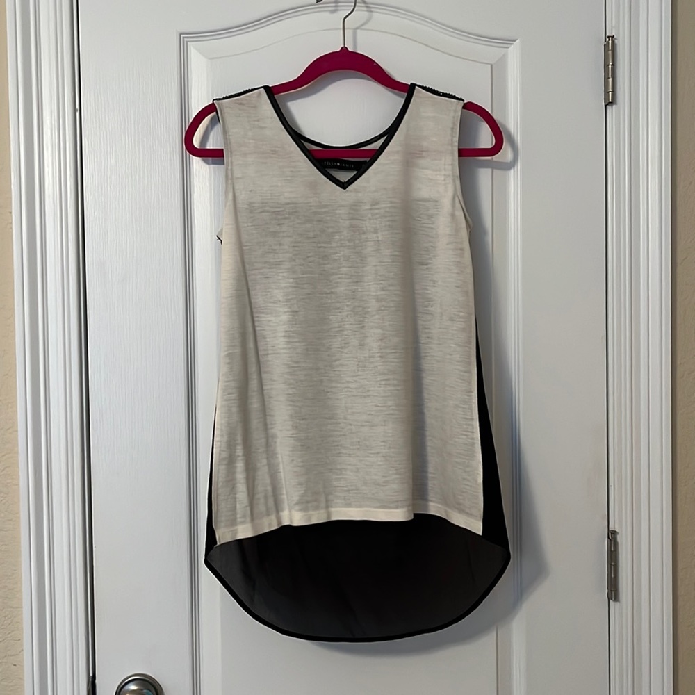 Stella & Jamies top with leather and sheer accents